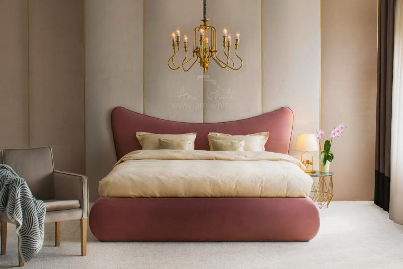 Pat tapițat BoxSpring PINK BUTTERFLY